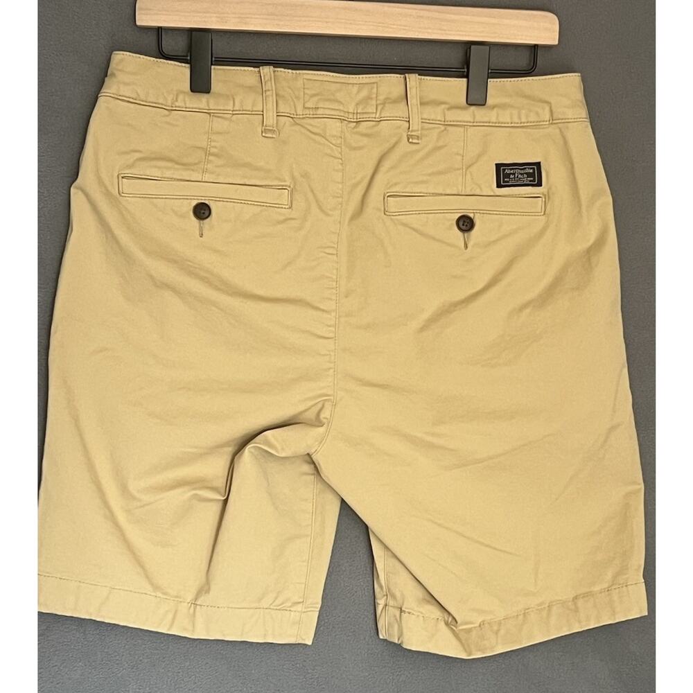 Abercrombie & Fitch Shorts Mens Sz 30 Tan Khaki Chino Stretch Cotton Preppy - Picture 2 of 8